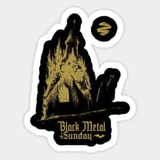 Black Metal Burning Church (gold version) Sticker